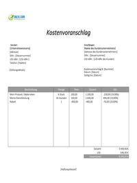 Unverbindlicher Kostenvoranschlag Muster