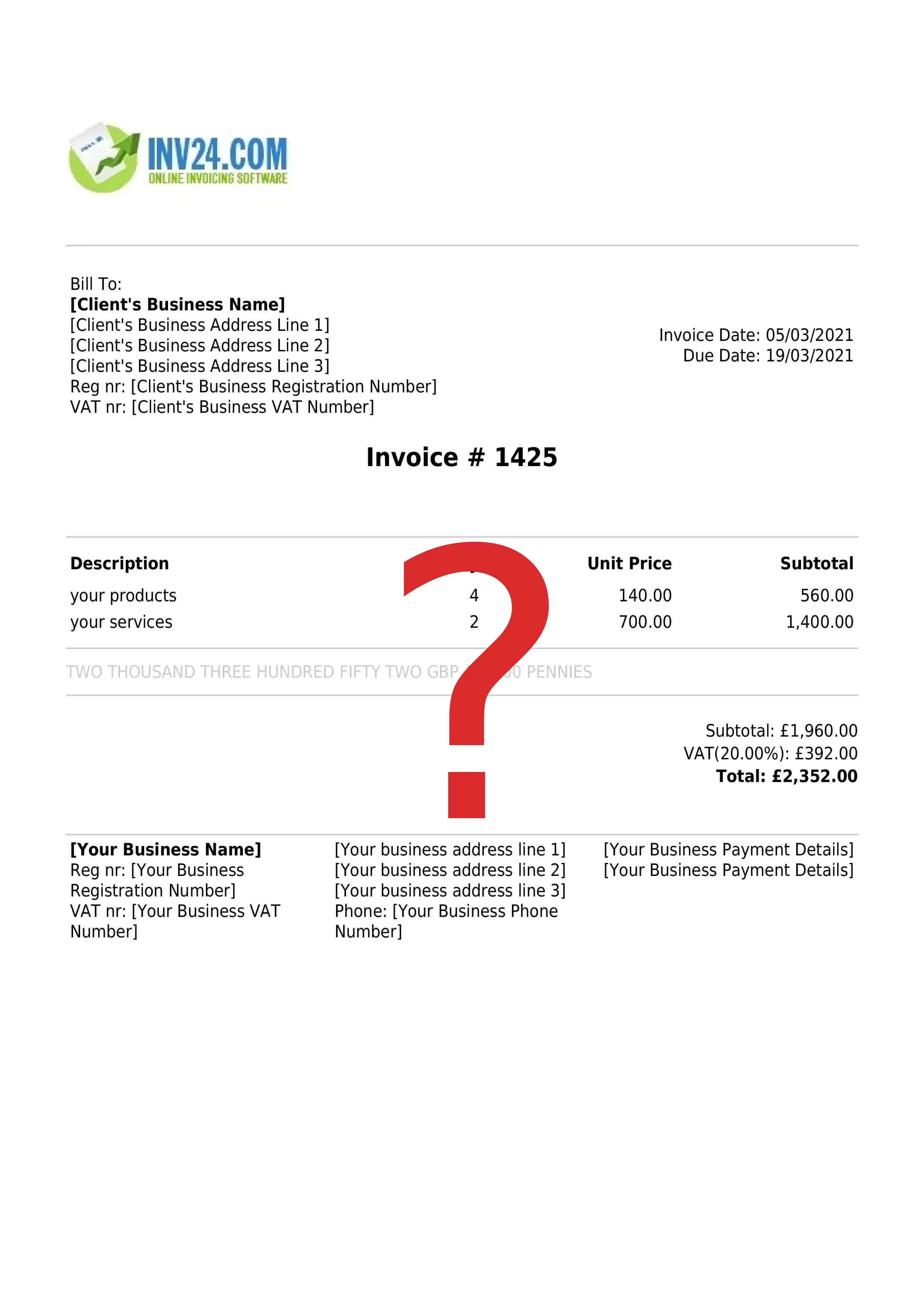Disputed invoice