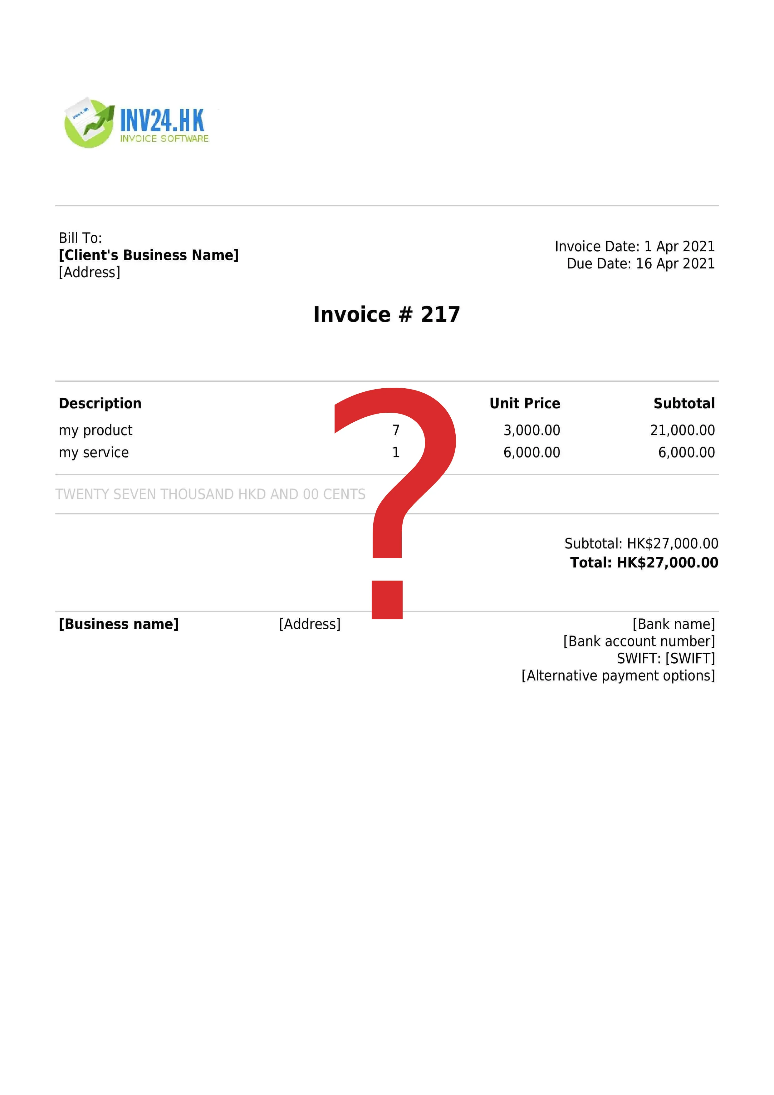 Disputed invoice