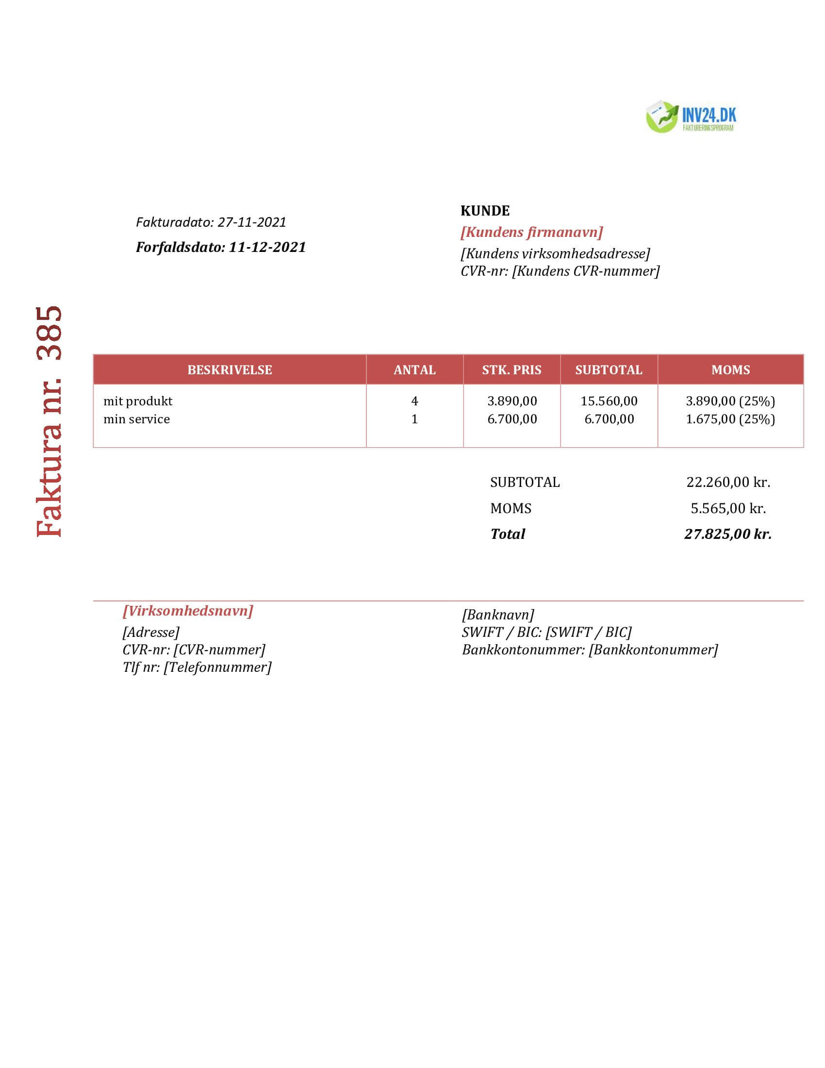 faktura template (Word / Google Docs) faktura template (Word / Google Docs)