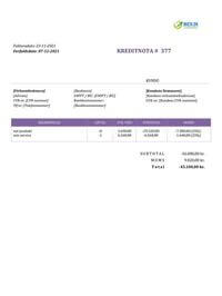 kreditnota eksempel Danmark Word / Google Docs