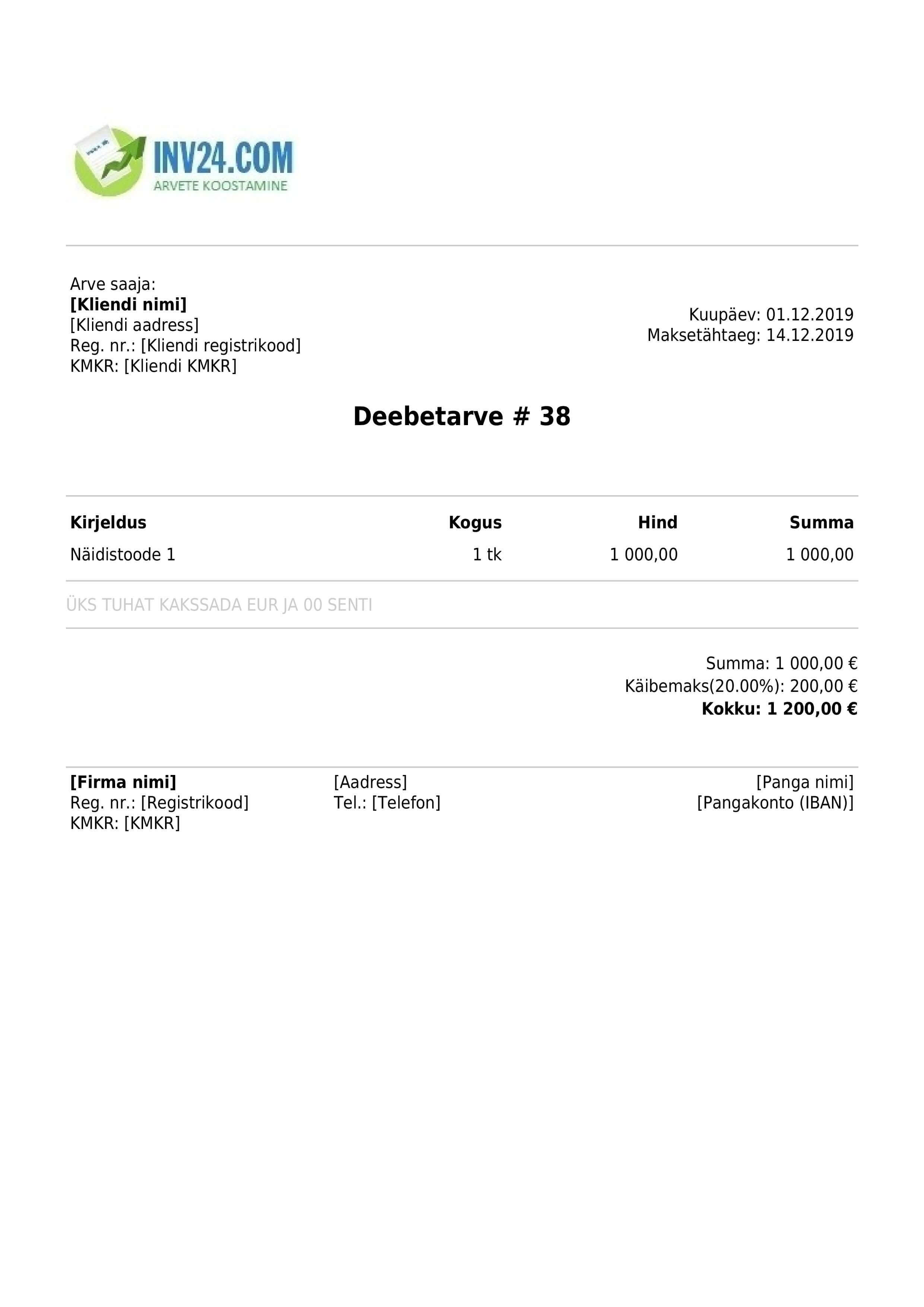 Deebetarve blankett (PDF) Deebetarve blankett (PDF)
