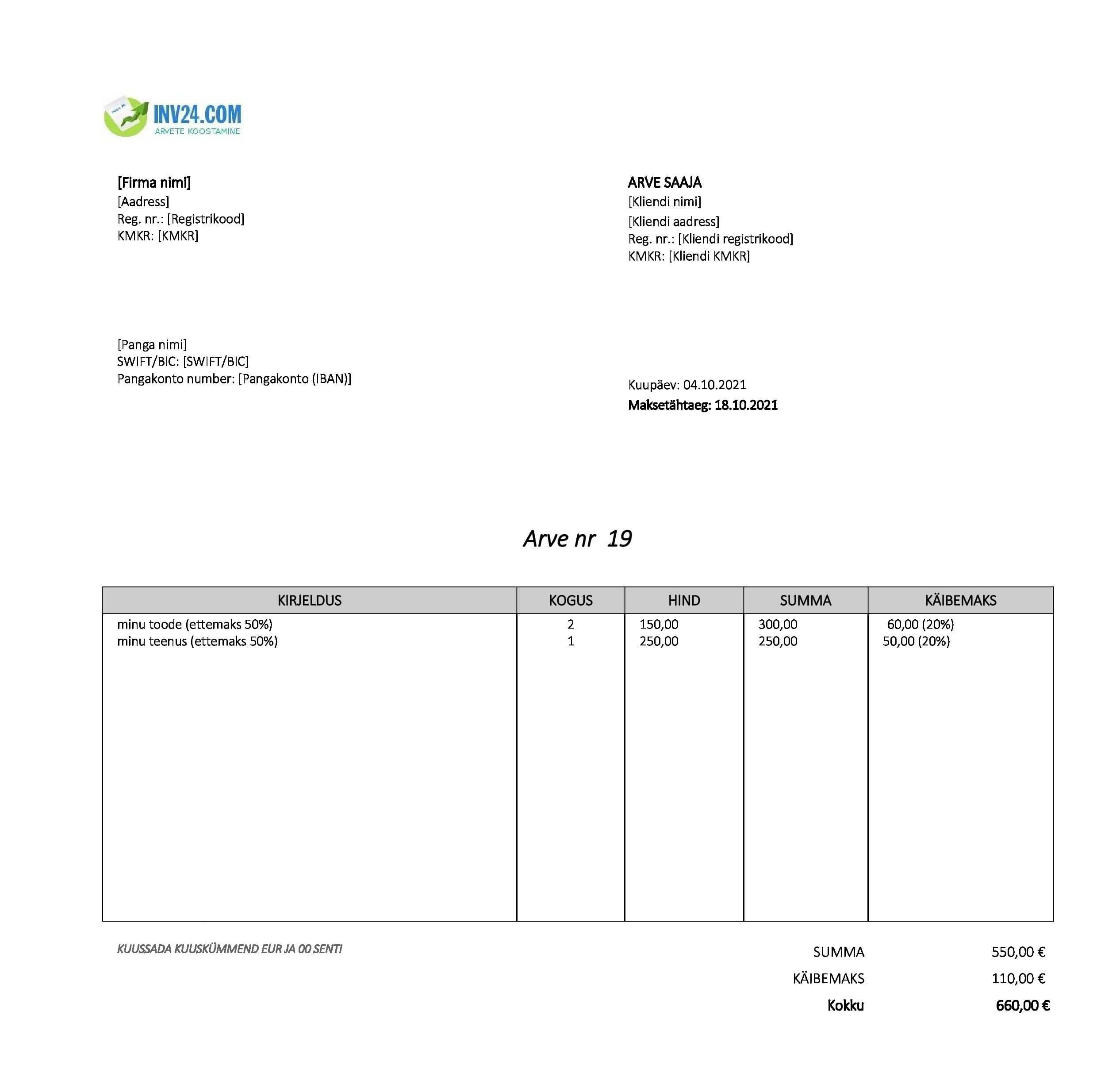 ettemaksuarve näidis (Excel / Google Sheets) ettemaksuarve näidis (Excel / Google Sheets)