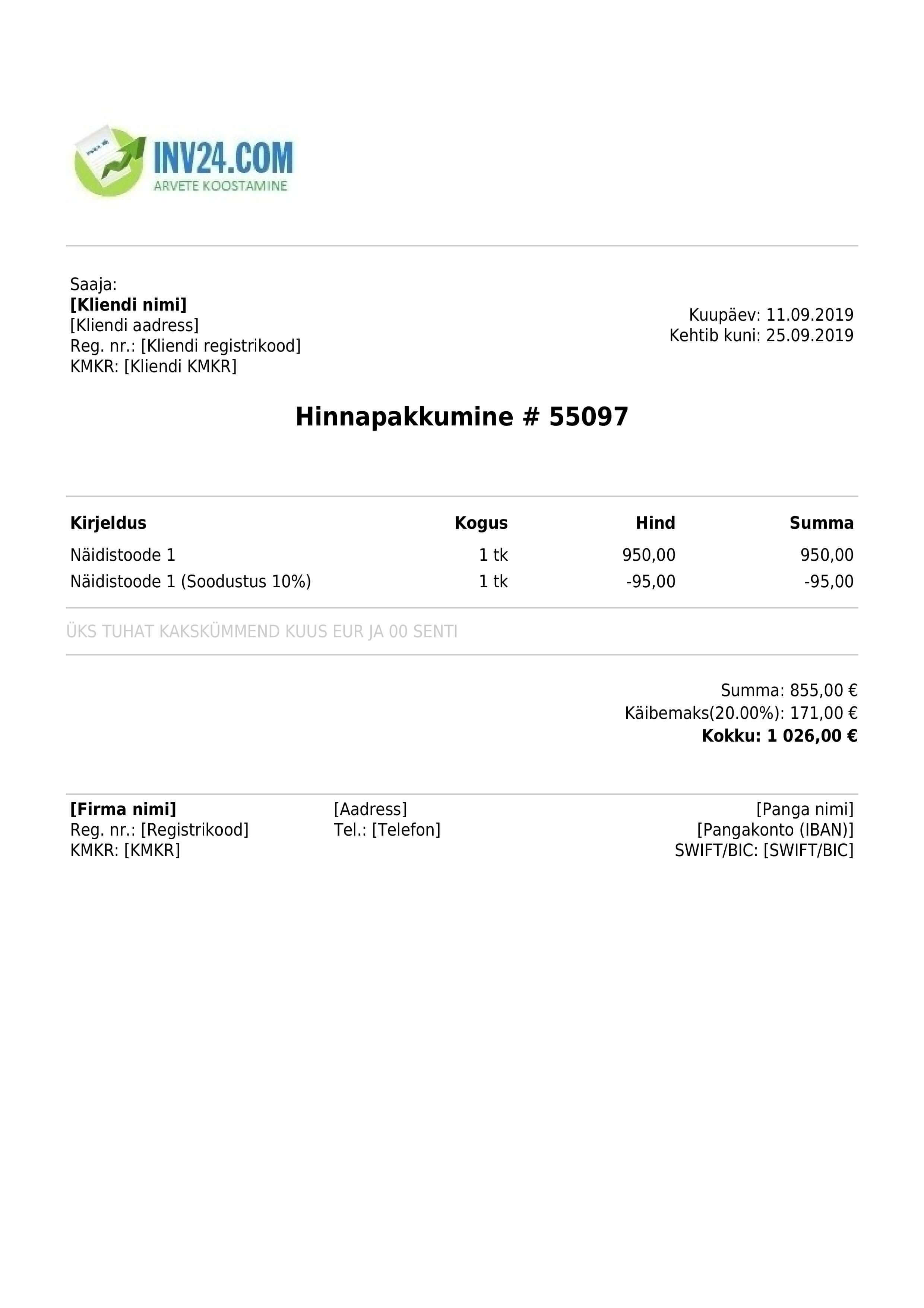 hinnapakkumise näidis (PDF)