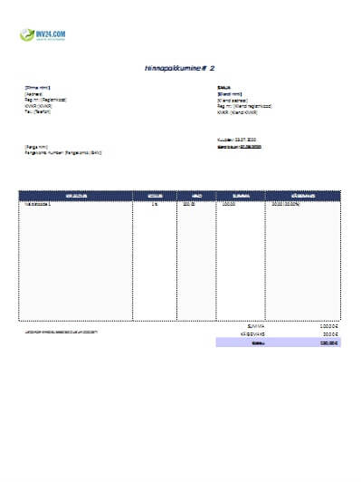 hinnapakkumise näidis excel hinnapakkumise näidis excel