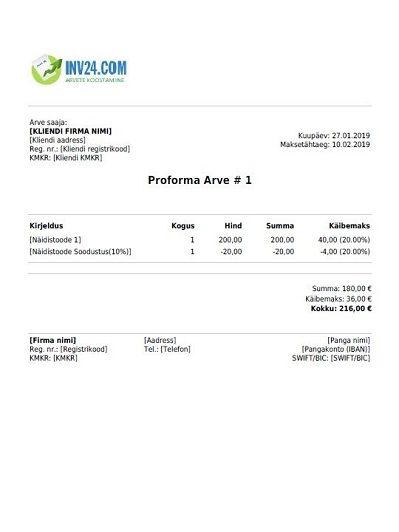proforma arve blankett proforma arve blankett