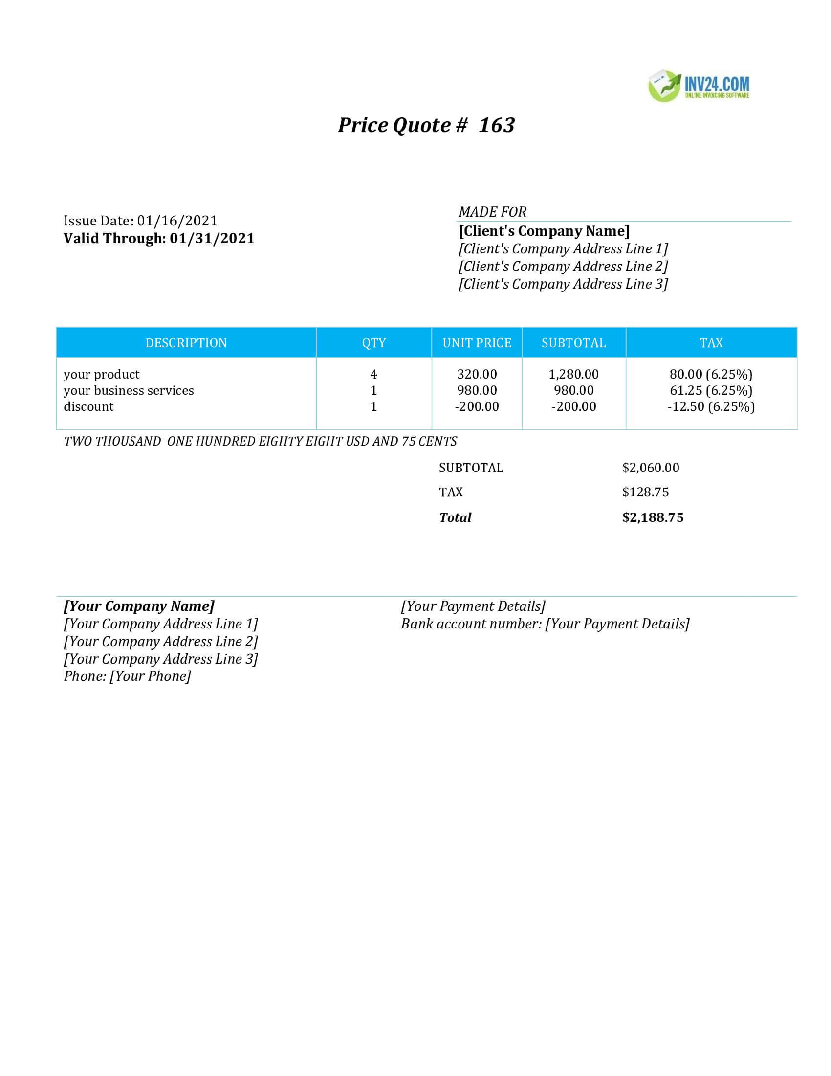 Business Quote Template (Word / Google Docs)