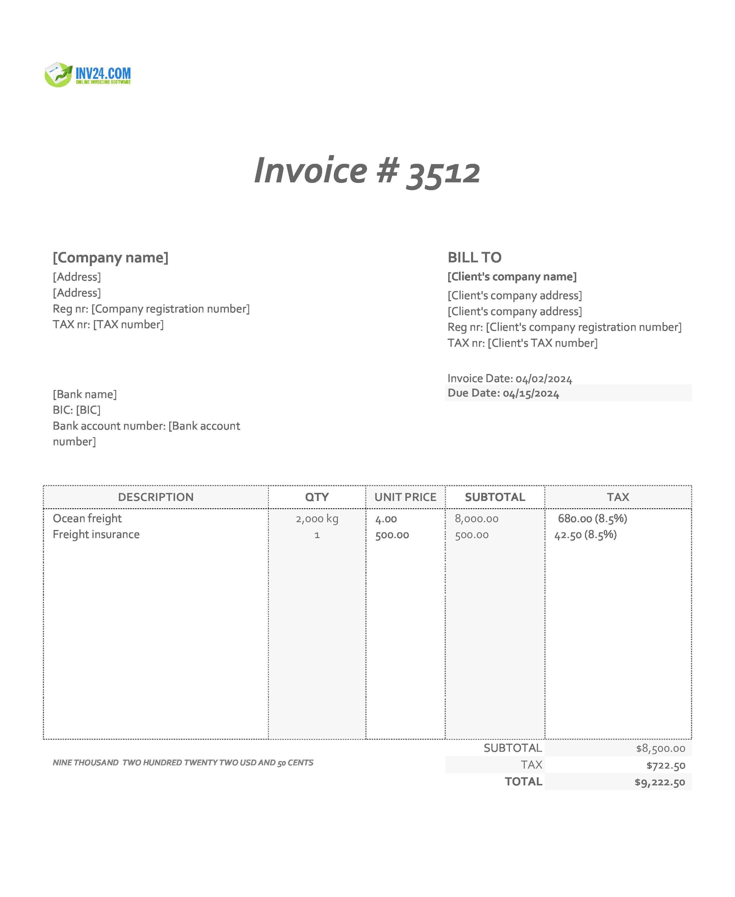freight invoice example freight invoice example