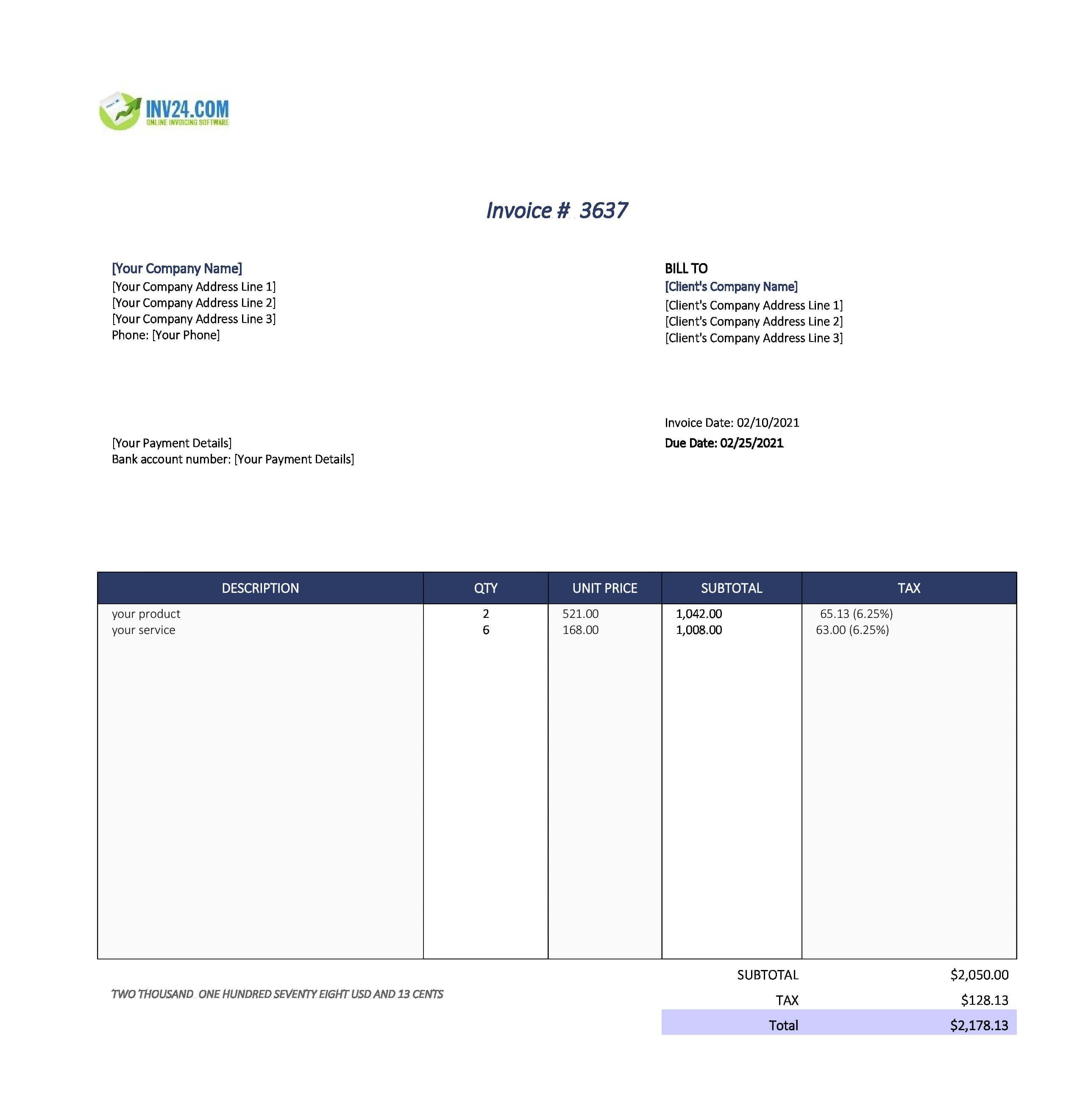 Google sheets invoice template