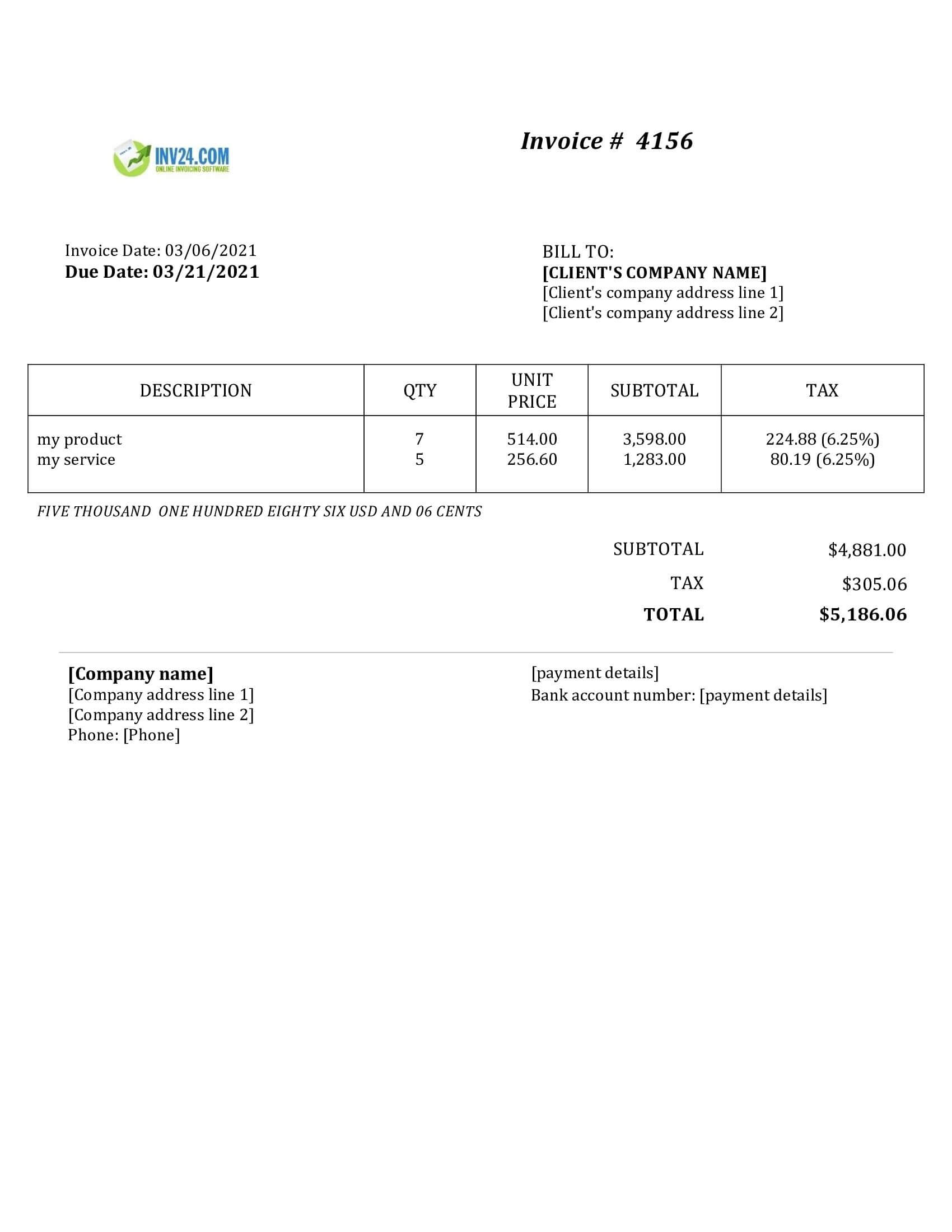 Invoice template google docs