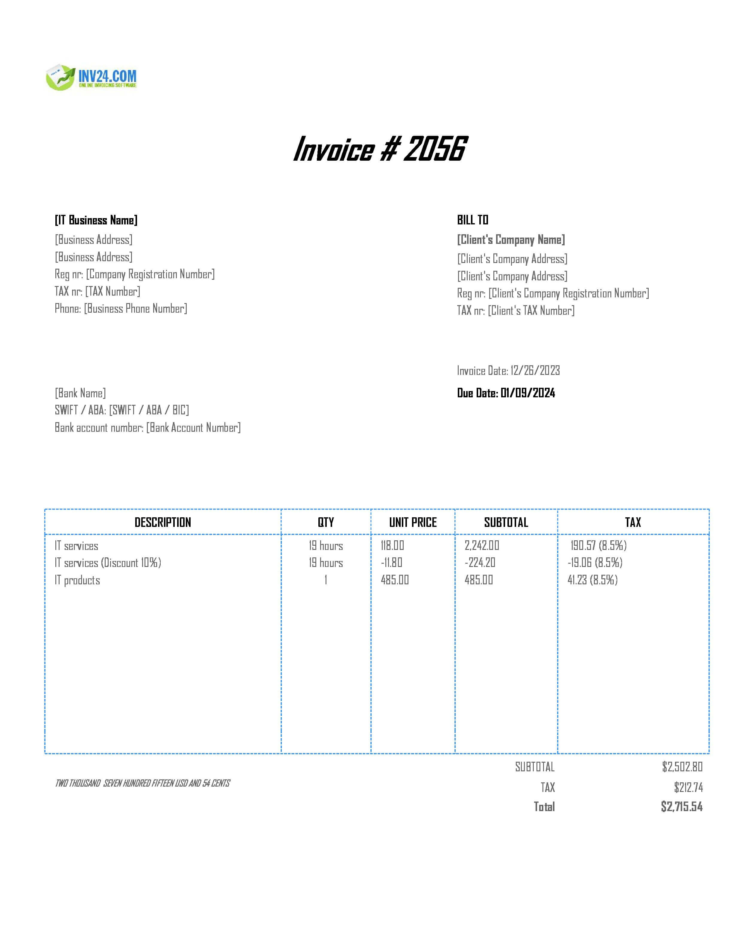 IT invoice template