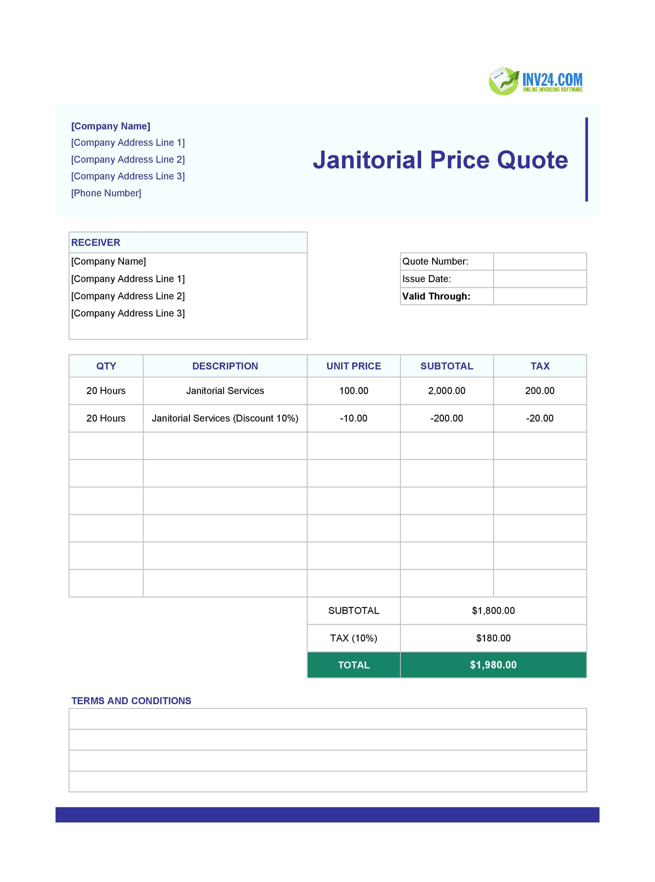 Janitorial Quote Template (Excel / Google Sheets)