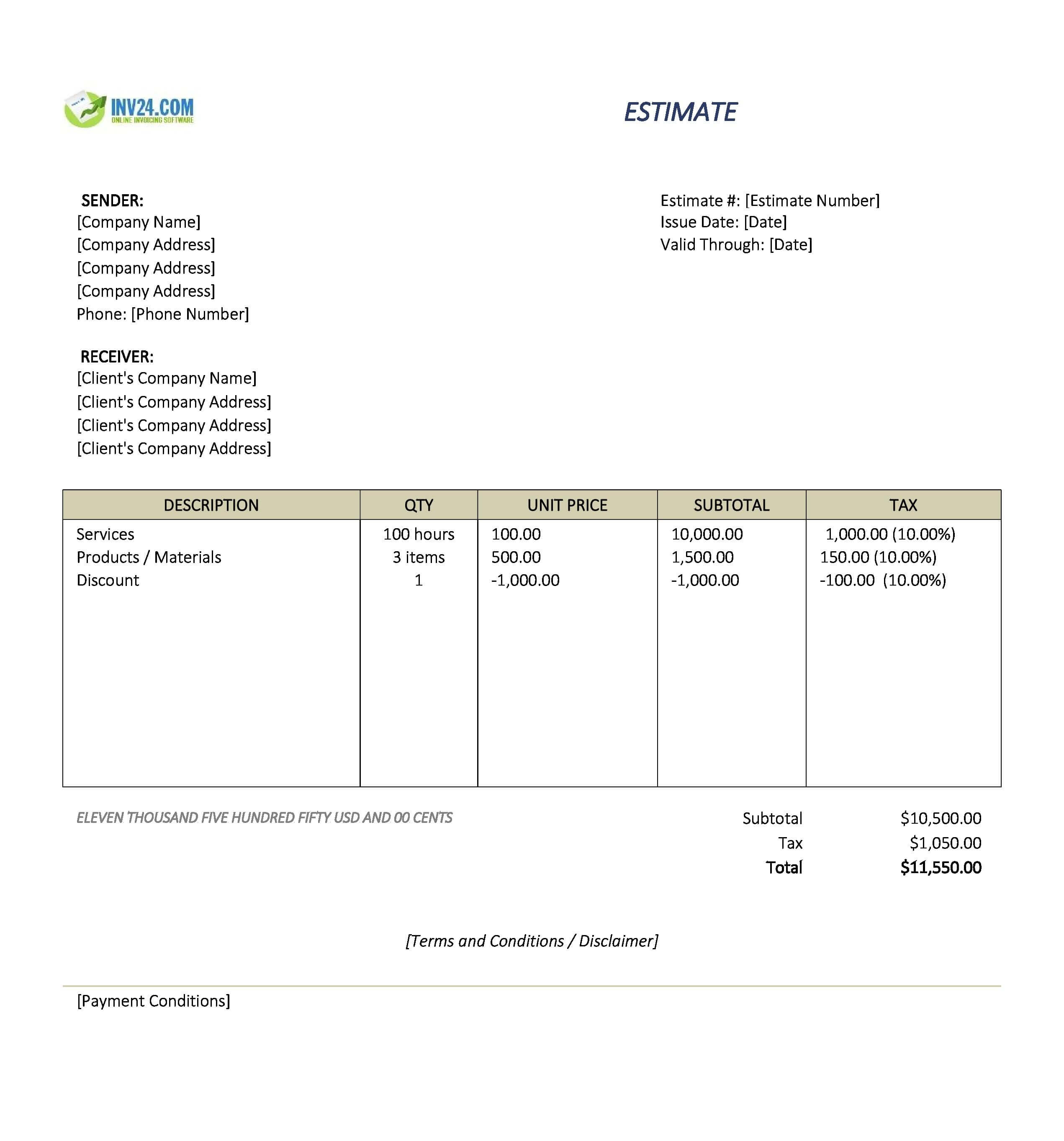 Labor Estimate Template (Excel / Google Sheets) Labor Estimate Template (Excel / Google Sheets)
