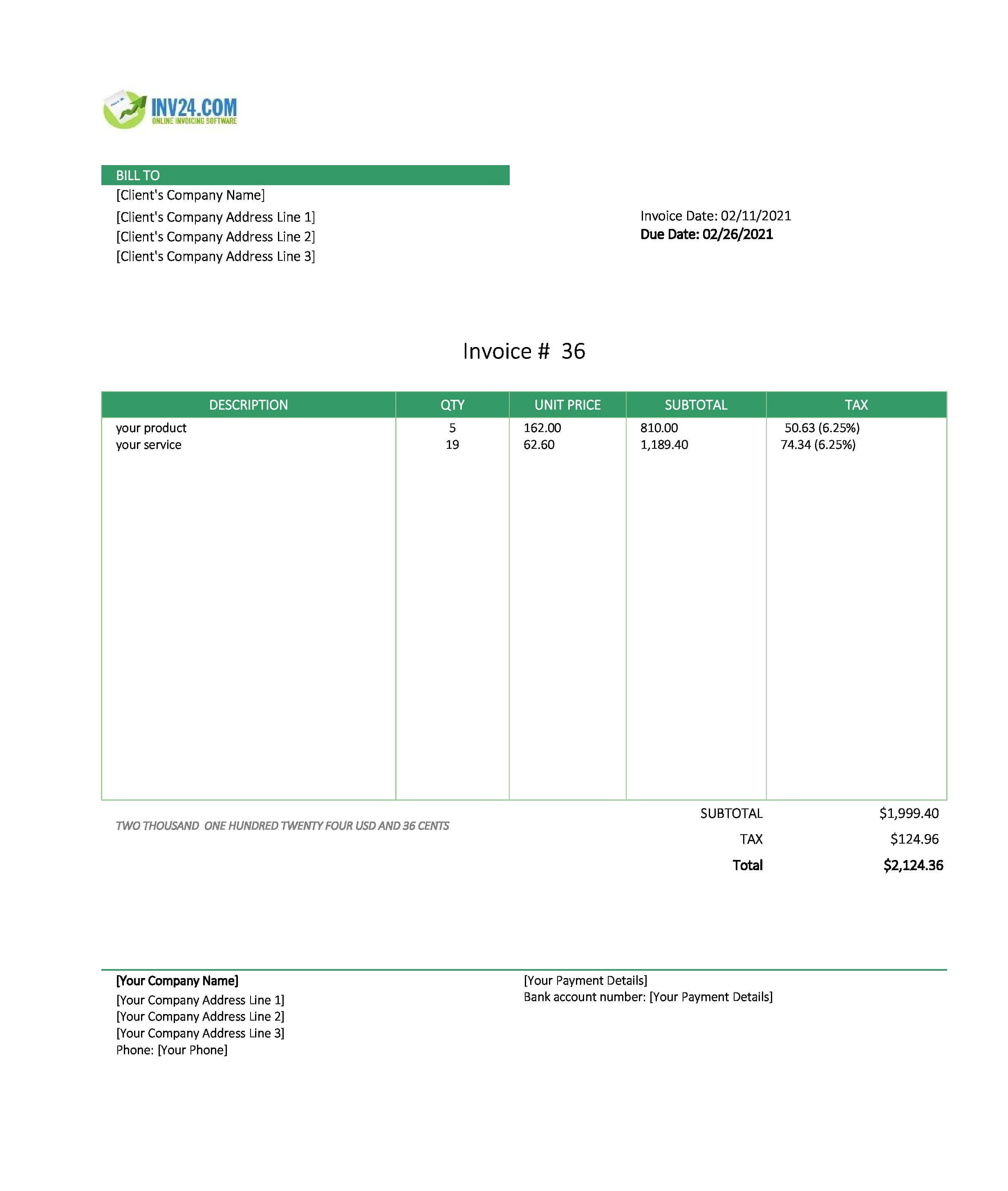 Modern invoice layout