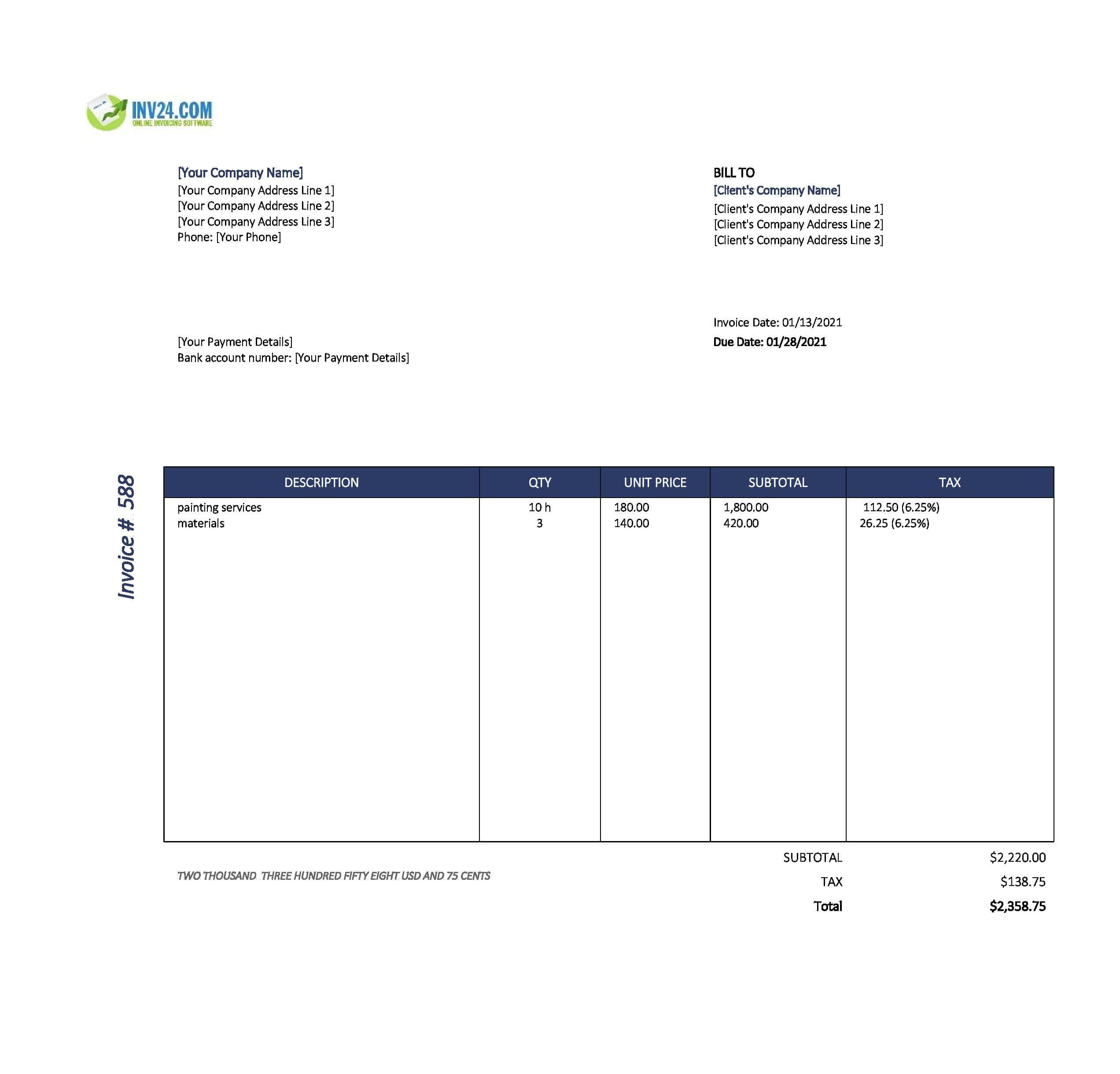 Painting invoice template
