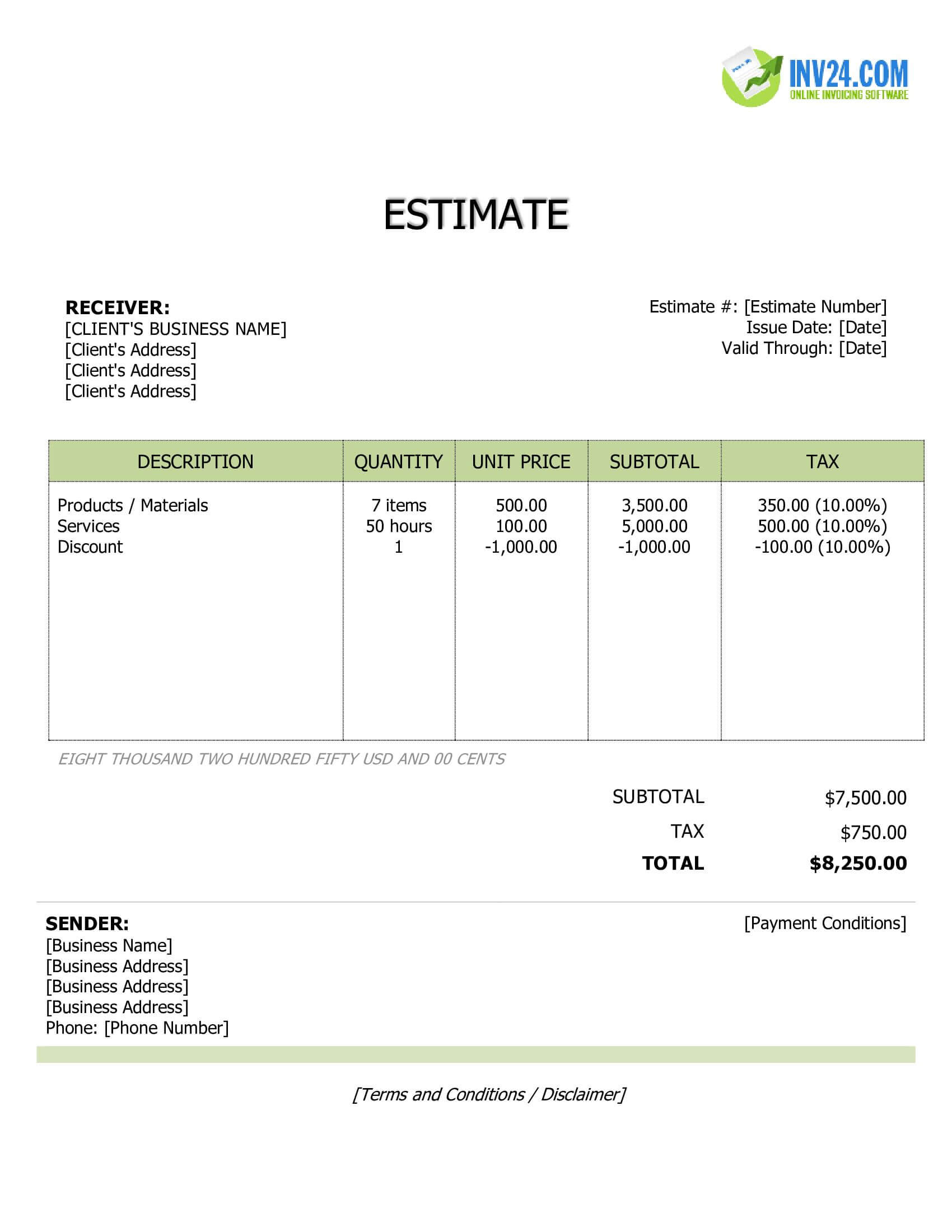 Price Estimate Template (Word / Google Docs) Price Estimate Template (Word / Google Docs)