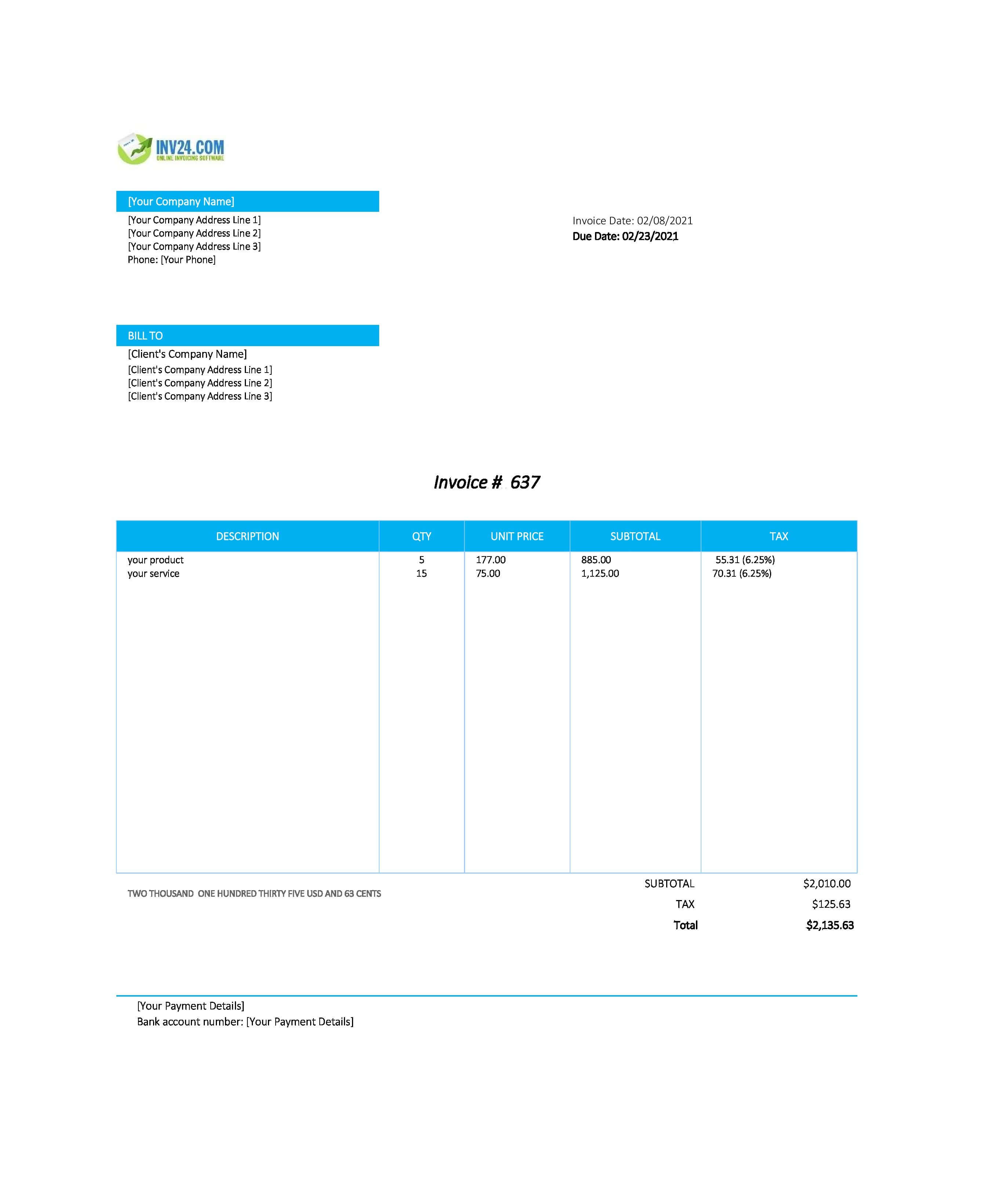 Sales invoice sample