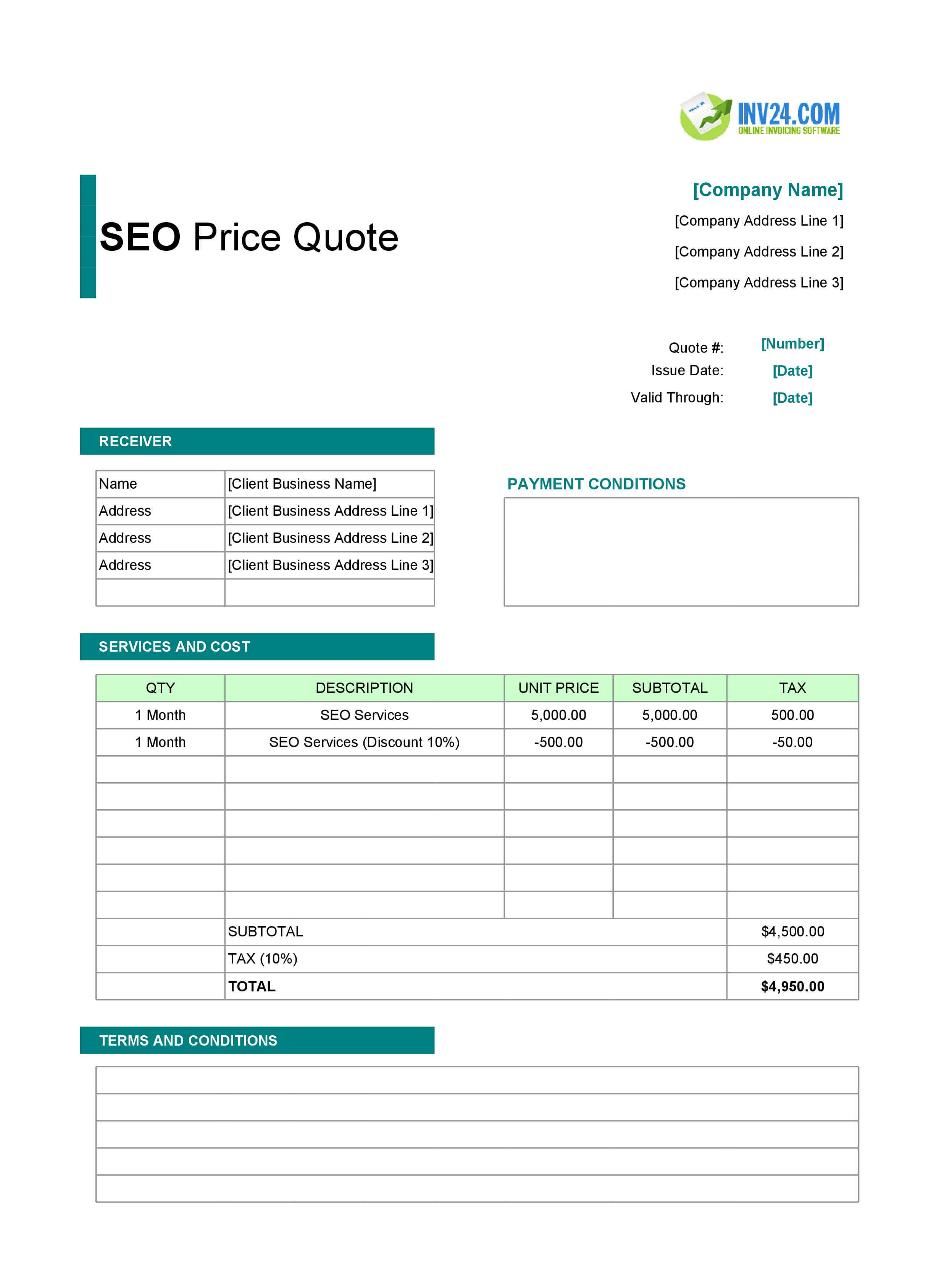 SEO Quote Template (Excel / Google Sheets)