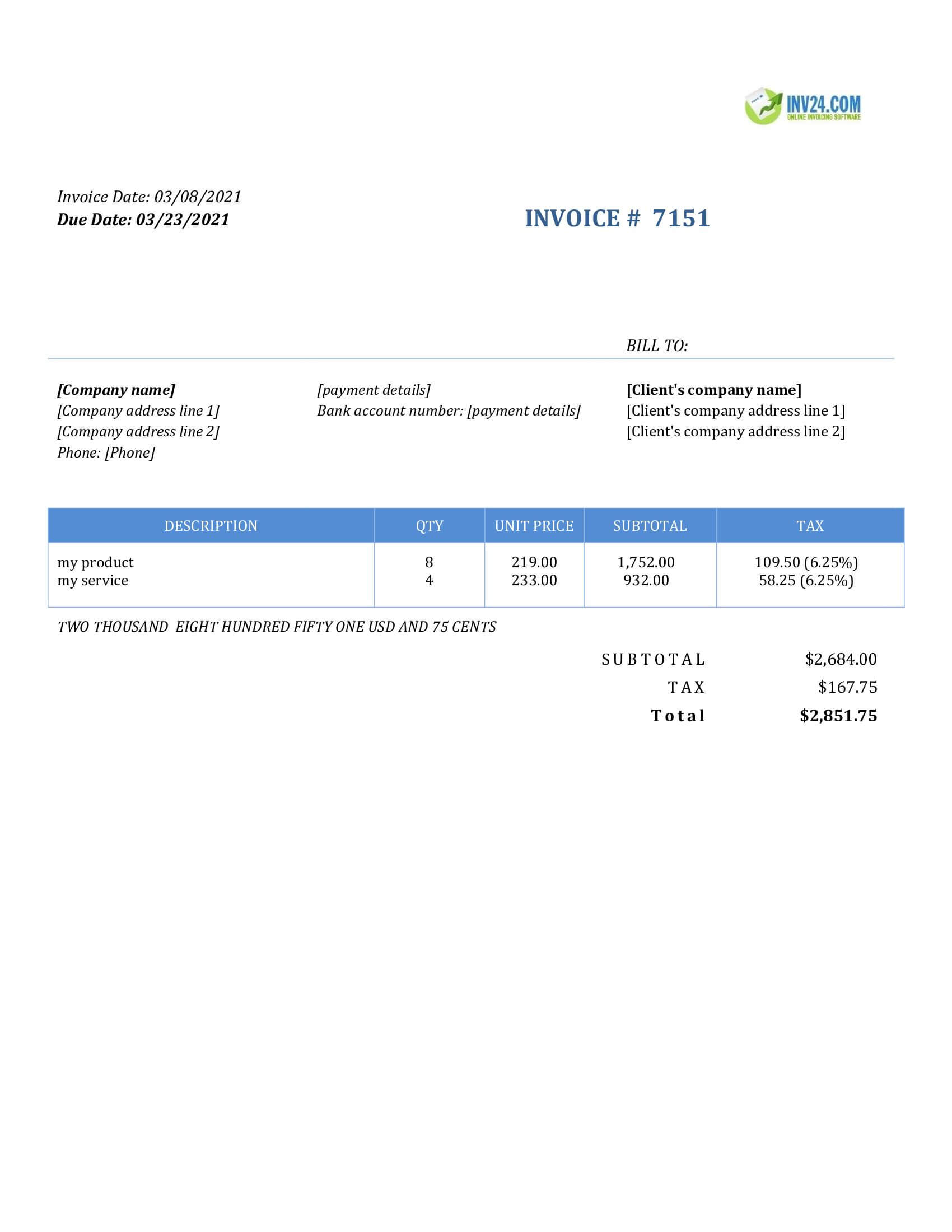 Simple Invoice Template (Word) With Simple Invoice Template Google Docs