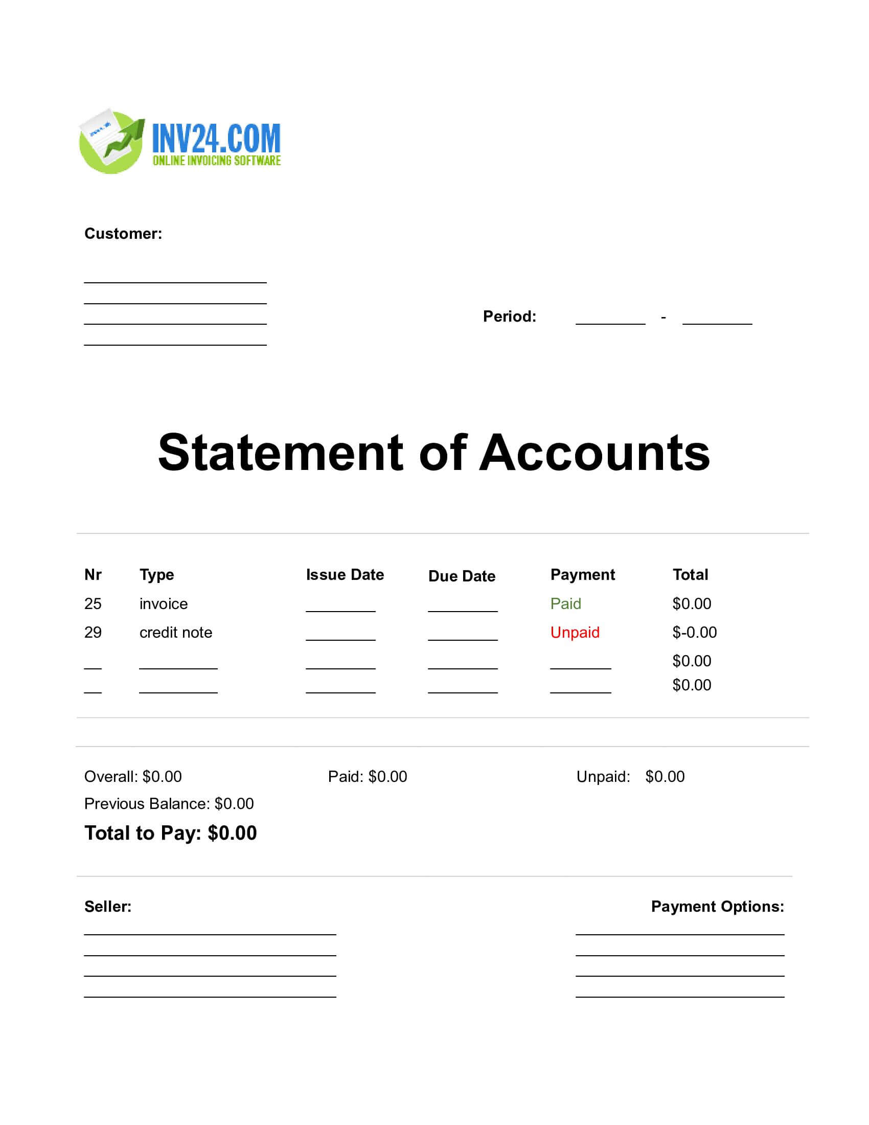 Statement of Accounts Template Doc (Word / Google Docs)