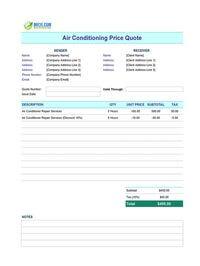 air conditioning quote template