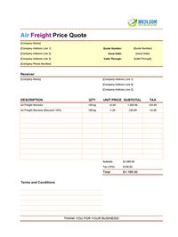 air freight quote template