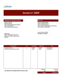 Automotive invoice template
