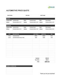 automotive quote template