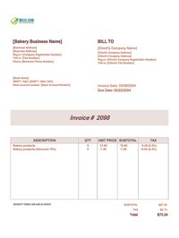 Bakery invoice template