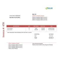catering basic invoice template
