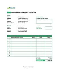 bathroom remodel estimate template bathroom remodel estimate template