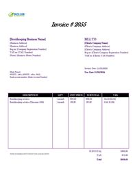 Bookkeeping invoice template