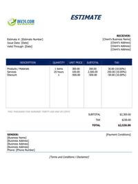 business estimate template business estimate template