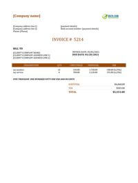 catering business invoice sample