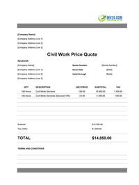 civil work quote template