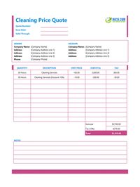 cleaning quote template