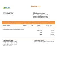 bank transfer cleaning service invoice template