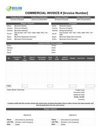 editable commercial invoice template
