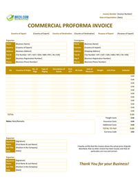 commercial proforma invoice template