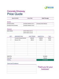 concrete driveway quote template