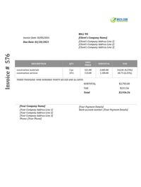 wire transfer construction invoice template