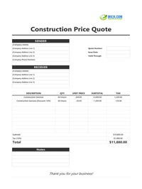 construction quotation template