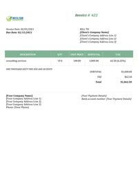 bank transfer consulting invoice template