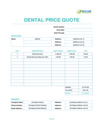 dental quote template