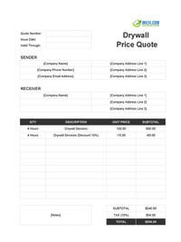 drywall quote template