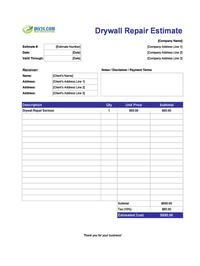 drywall repair estimate template drywall repair estimate template