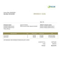 cleaning editable printable invoice template