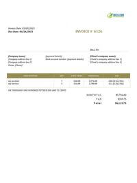 Editable printable invoice template