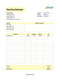 electrical estimate template electrical estimate template