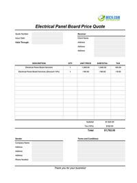 electrical panel board quote template